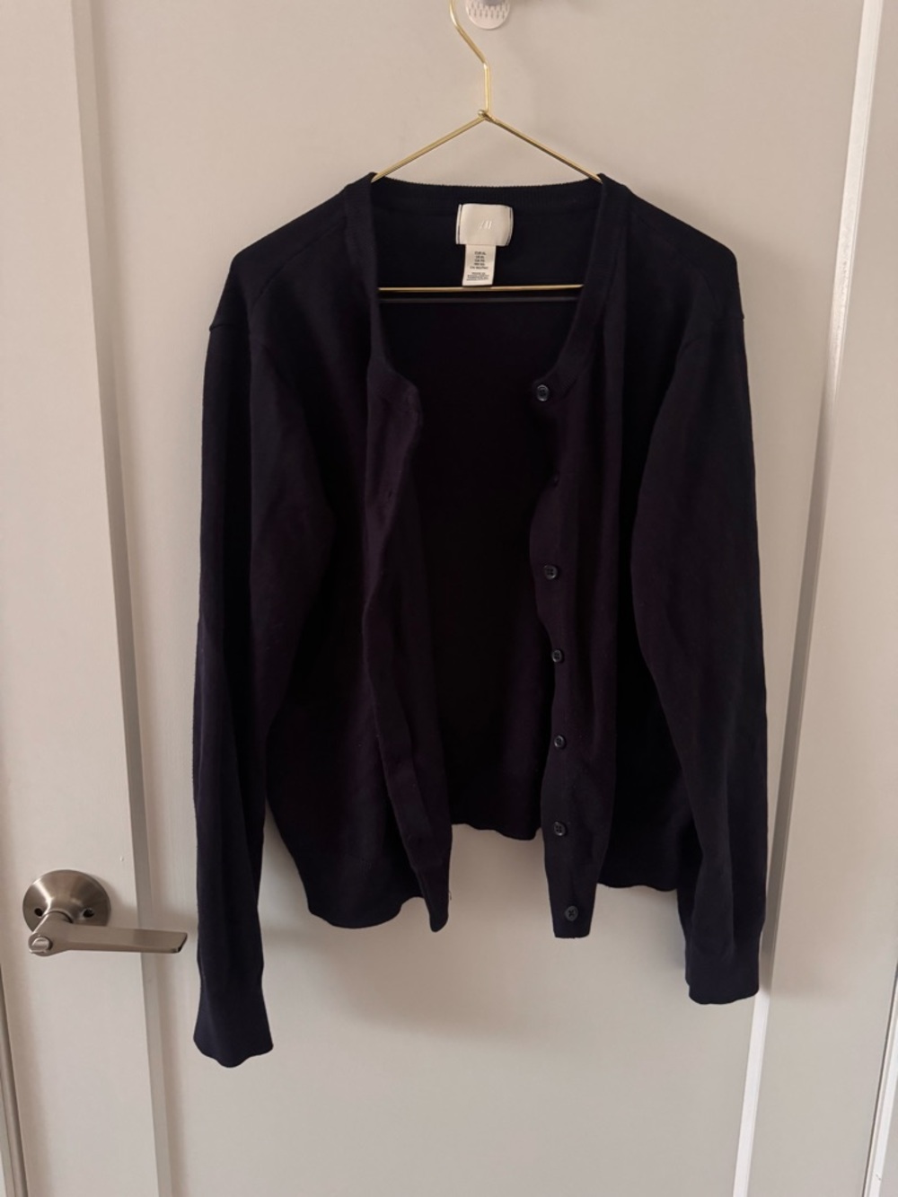 Classic navy blue size extra large Button-Front Cardigan by H&M